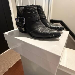 Anine Bing Black Studded Ankle Boots